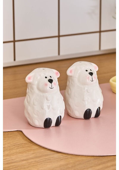 Karaca Sheepy Tuzluk Ve Biberlik Beyaz 8x4,4 Cm Beyaz