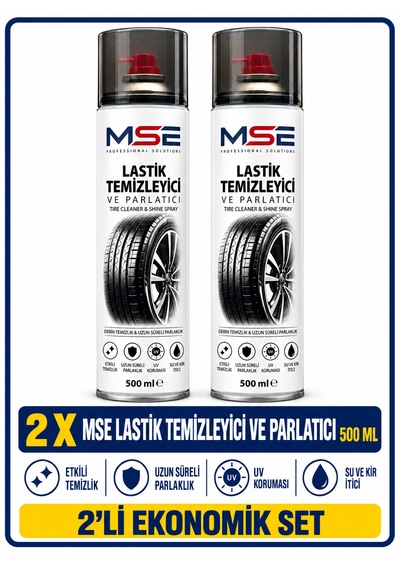 Mse Pro Lastik Temizleyici Ve Parlatıcı Sprey 500 Ml X 2 Uzun Süreli Parlaklık, Uv Koruma, Su Ve Kir İtici