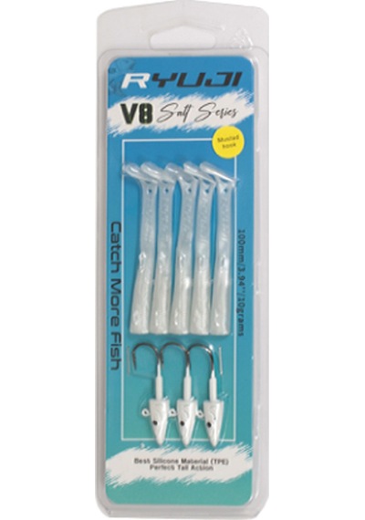 Ryuji V8 Salt 8cm 5,5gr Silikon Yem Renk : White Silver