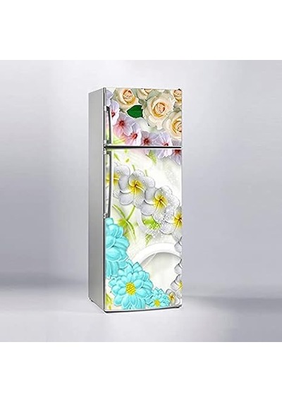 Buzdolabı Sticker Kaplama Dolap Kaplama Etiketi Renkli Çiçekler Diğer