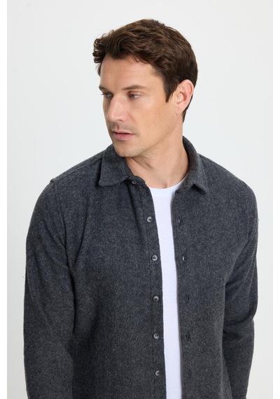 Tudors Erkek Slim Fit Dar Kesim Uzun Kollu Düz Kışlık Oduncu Koyu Gri Gömlek-41636 Koyu Gri Tudors Erkek Slim Fit Dar Kesim Uzun Kollu Düz Kışlık Oduncu Koyu Gri Gömlek-41636 Koyu Gri