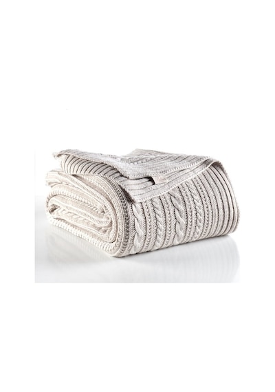 Betires Home Ca18003 Örgü Battaniye Bej - Çift Kişilik Bej