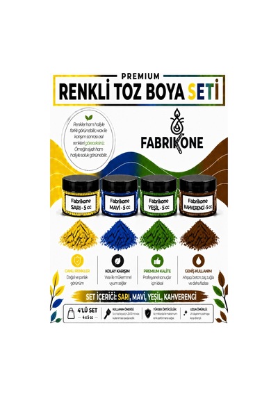 4'lü Set Premium Parafin Soya Wax Toz Mum Boyası Hobi Seti - 5 Cc Sarı, Mavi, Yeşil, Kahverengi Bkfab4srmykh5g Karışık