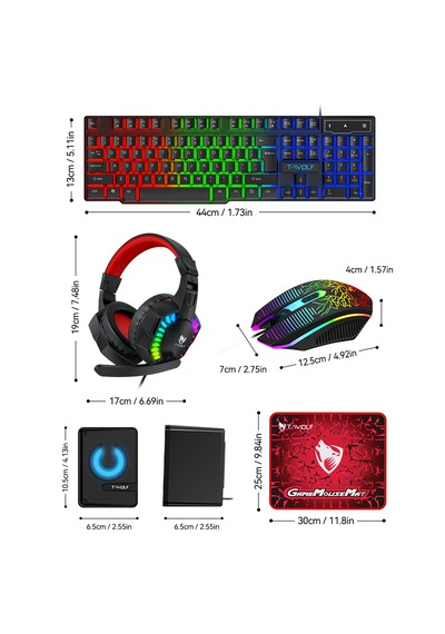 Apphirex Oyuncu 5-ın-1 Rgb Aydınlatmalı Gaming Full Ekipman Seti Q Klavye+mouse+mousepad+kulaklık+hoparlör Lazer
