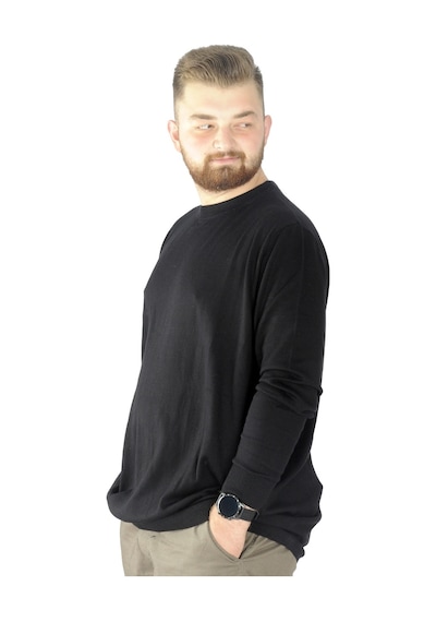 Mode Xl Büyük Beden Kazak Bisiklet Yaka 22207 Siyah 001