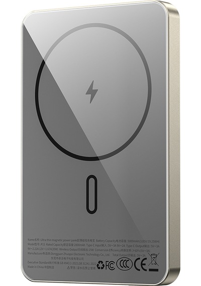 Wiwu P15 Led Işık Göstergeli Ultra İnce Pd 20w Kablosuz Powerbank 5000mah 15w Titanyum-gold