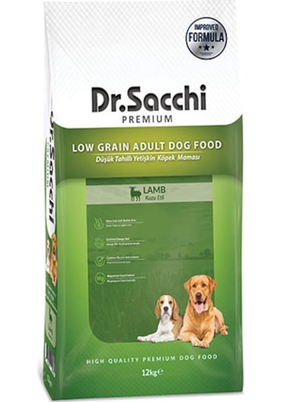 Dr. Sacchi Premium Kuzu Etli Düşük Tahıllı Yetişkin Köpek Maması 12 KG