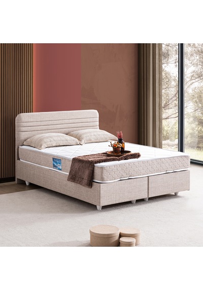 Mila Çift Kişilik Baza Başlık Orthosoft Yatak Seti - Krem 160 x 200