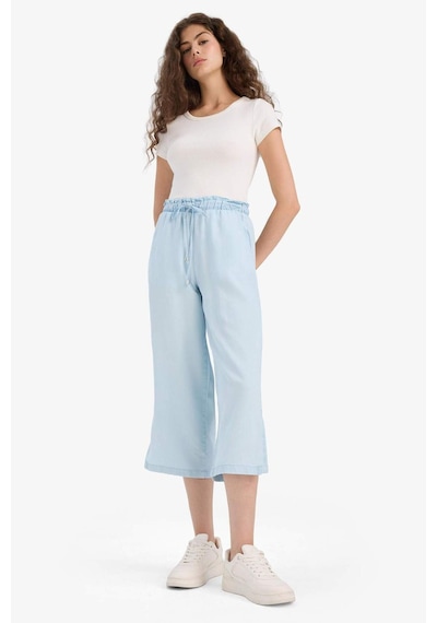 Defacto Pull On Culotte Yüksek Beli Lastikli Akışkan Kumaş Yıkamalı Pantolon D8240AX25SM İndigo