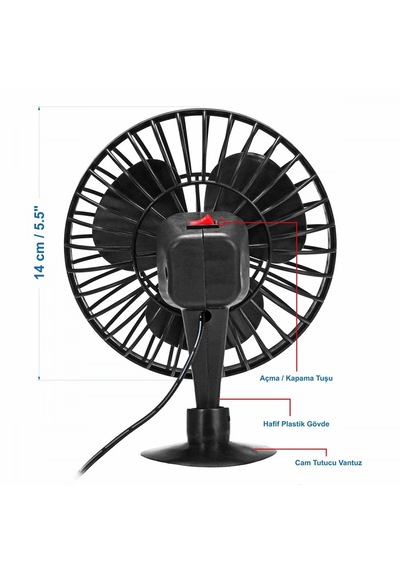 Vantilatör Mini Plastik 5 İnc 12v -