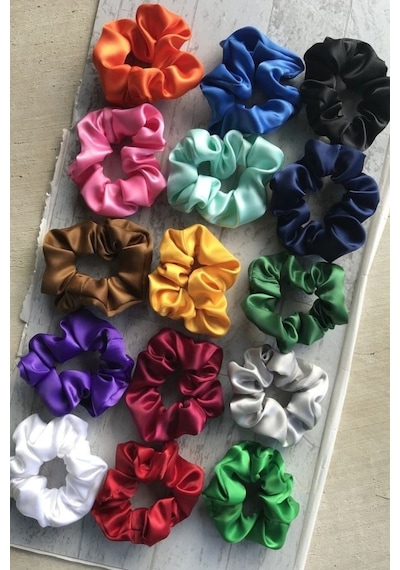 Saten Toka 5 Adet Karışık Renk Saten Simit Toka Scrunchies Karışık Renkli