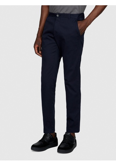 Sisley Slim Fit Vintage Efekt Chino Pantolon Erkek Lacivert Pantolon - 323a4dm6sf02y