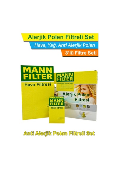 Citroen C5 1.6 Hdı Dizel Euro4 Mann Filtre Bakım Seti 2008-2012 Hava+yağ+a.alerjik Polen
