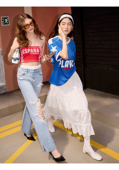 Koton Straplez Crop Top Baskılı Slim Fit Kırmızı 4sal30327ık Kırmızı