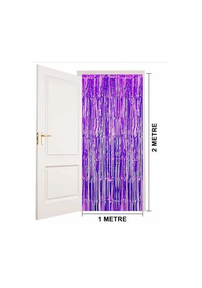 Mey İthalat Mor Renk Ekstra Metalize Parlak Saçaklı Arka Fon Perde İthal A Kalite 1x2 Metre