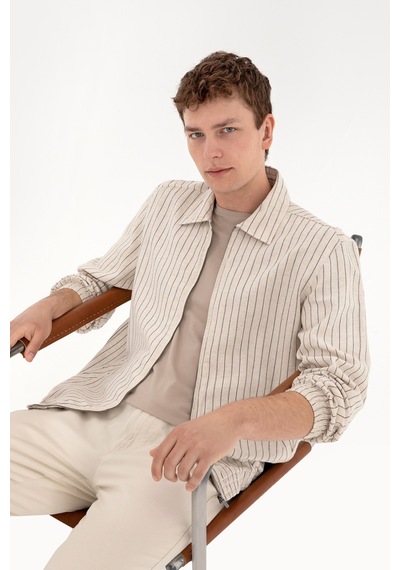 U.S. Polo Assn. Erkek Krem Fermuarlı Gömlek 50299602-VR071 U.S. Polo Assn. Erkek Krem Fermuarlı Gömlek 50299602-VR071