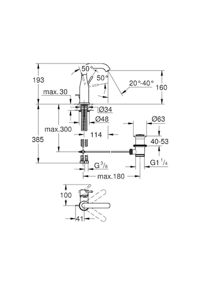 Grohe Essence New Tek Kollu  Lavabo Bataryası M Boyut - 23462Gl1