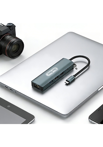 Go Des Gd-6873 Type-c To Hdtv 5in1 8k Dönüştürücü Adaptör Gri