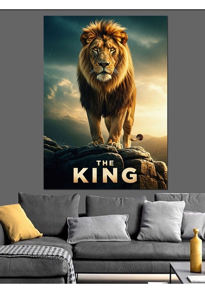 Aslan Kral Portre Sanatı The King Dekoratif Kanvas - Mdf Ahşap Tablo