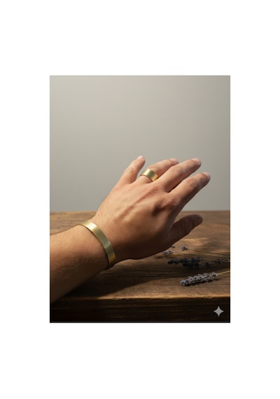Som Pirinç Bileklik & Yüzük El Yapımı 0.8 Mm Kalınlık, 10 Mm Genişlik Unisex Tasarım Gold