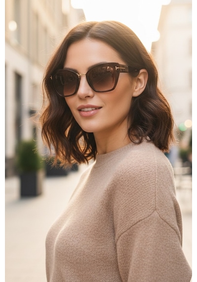 Di Caprio Dc2167brwn Kahverengi Bold Cat Eye Kadın Güneş Gözlüğü