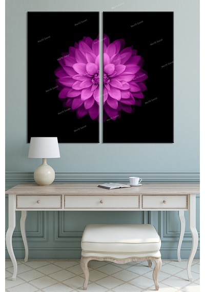 Lotus Çiçeği Yaşam Çiçeği Çiftli Dekoratif Kanvas Tablo 2 Parça Fiyatıdır