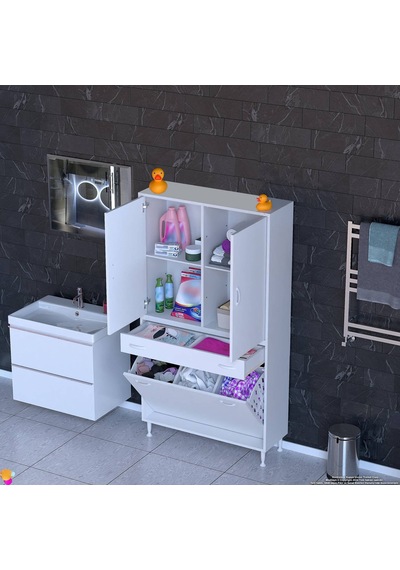 Eliusta Pine 90 Cm Genişlikte Dolap 90x171x32,5 Cm Banyo/mutfak Dolabı İki Kapaklı Sepetli Dolap Beyaz Eliusta Pine 90 Cm Genişlikte Dolap 90x171x32,5 Cm Banyo/mutfak Dolabı İki Kapaklı Sepetli Dolap Beyaz