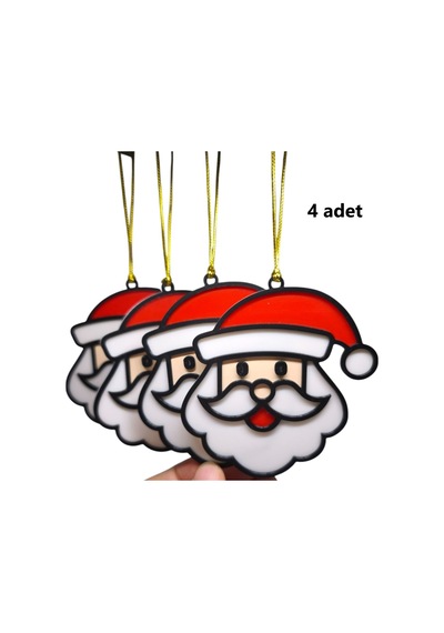 Yılbaşı Çam Ağacı Süsleri Neol Baba 4 Adet 9 X 9 Cm Noel Baba