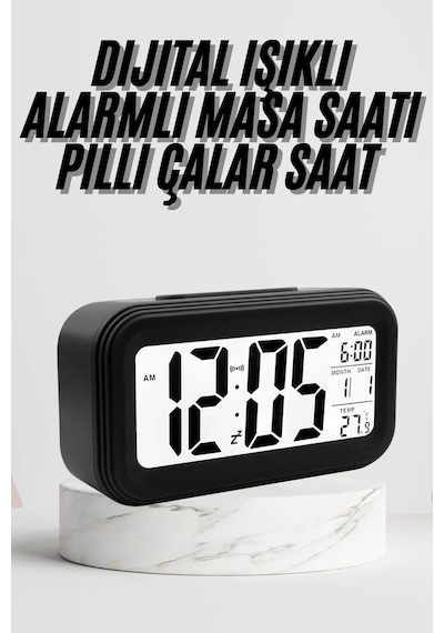 Dijital Masa Saati Termometre Takvim Led Ekran Pilli Ev Ofis Masası Çok Renkli