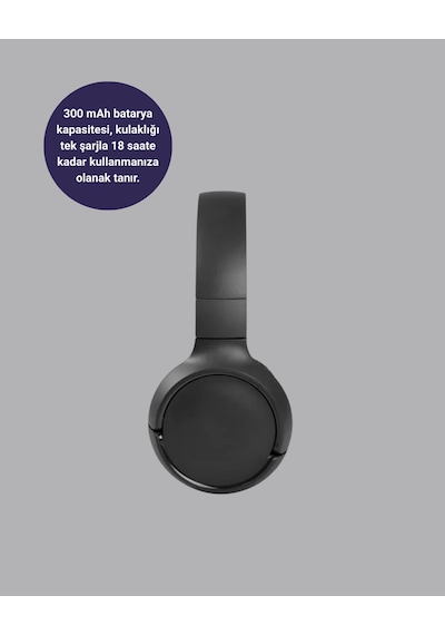 Bluetooth 5.0 Siyah Kablosuz Kulaklık 18 Saat Batarya Katlanabilir Tasarım Yeni Nesil