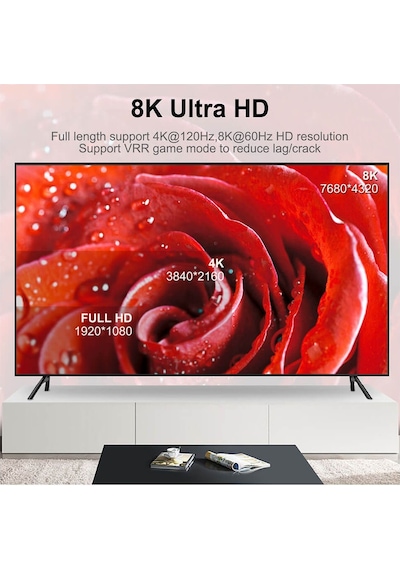 Wozlo 1 Metre Hdmı 2.1 Kablo Ultra Hdr Uhd 8k 60hz, 4k 120hz, 48gbs Ses Ve Ethernet Hdmı Kablosu