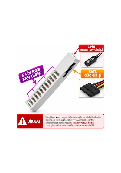 Next Gaming Orion 3 Adet Reverse Ters Bıçak Rgb 6 Pin 120mm Beyaz Fan + Rgb Hub Set