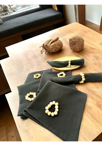 Dnc Home Tekstil Ndchome Füme Koyugri Premium Peçete Takımı 6lı Toka Hediyeli 40x40