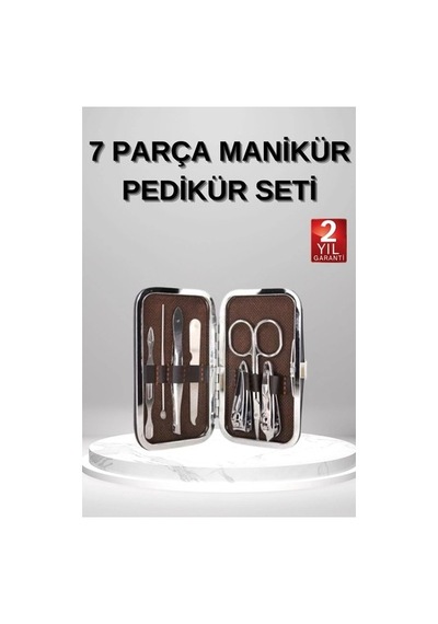 7 Parça Manikür Pedikür Seti El Ayak Bakımı Çantalı Paslanmaz Çelik 20592761