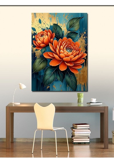 Kanvas Tablo Parlak Turuncu Çiçek 50cmx70cm