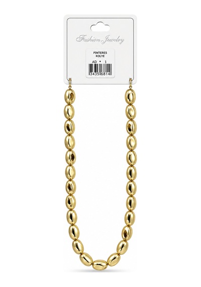 Bilfa Kadın Gold Renk Pinterest Model Oval Bombe Boncuklu Kolye Şık Zincir Tasarım Altın