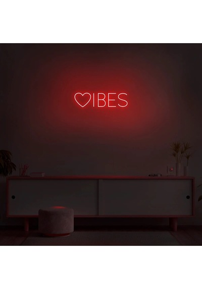 Vibes Yazılı Ve Şekilli Neon Tabela Kırmızı