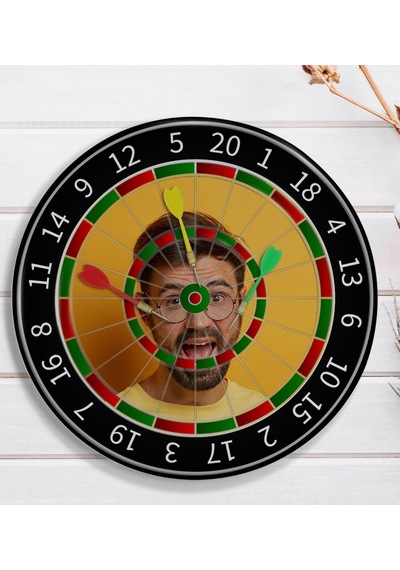 Bk Gift Kişiye Özel Fotoğraflı Eğlenceli 40cm Dart Oyun Seti Model 1