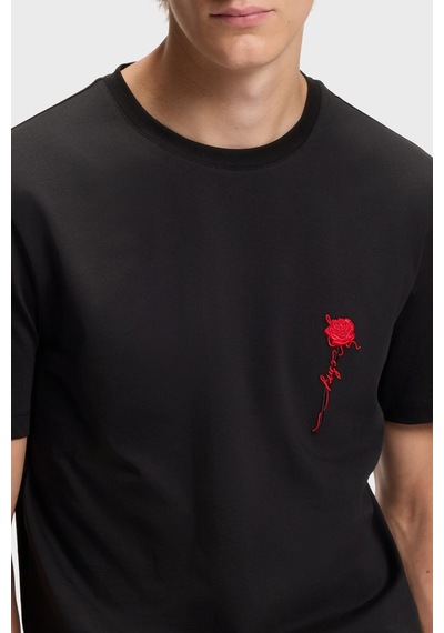 Hugo % 100 Pamuk Regular Fit Bisiklet Yaka T Shirt Erkek T Shirt 50574447 001 Siyah