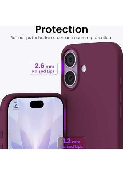 Apple Uyumlu iPhone 17 Içi Kadife Lansman Kılıf Ve Seramik Tam Kaplayan Cam Ekran Koruyucu Koyu Mor