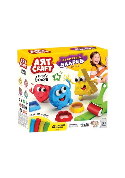 Geometrik Şekiller Oyun Hamur Seti 200 Gr. - Oyun Hamuru Seti - Hamur Setleri - Hamur Kalıpları Renkli