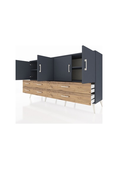 Hyperion Konsol 6 Raflı 6 Çekmeceli 4 Kapaklı 176x44x99 Antrasit- Antrasit-antrasit/çam Hyperion Konsol 6 Raflı 6 Çekmeceli 4 Kapaklı 176x44x99 Antrasit- Antrasit-antrasit/çam