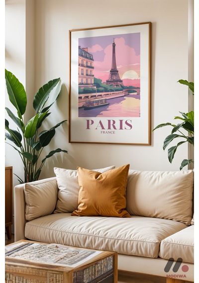 Paris Seyahat Posteri, Ahşap Çerçeveli Duvar Tablosu - Seyahat Severlere Hediye