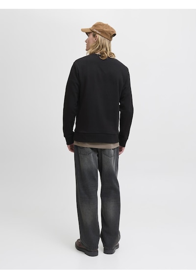 Jack & Jones Erkek Minimal Logo Baskili Bisiklet Yaka Sweatshirt - Brandy - 12279256 Black