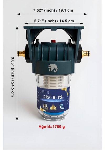 Car-fıl Crf-5-ys-eu Taşınabilir Su Filtresi 5" Yıkanabilir 50 Mikron Kartuş Kum, Çamur, Pas Ve Kireci  Karavan, Tekne, Tiny House Ve Kamp İçin Tesisat Koruması  Bahçe Hortumlarıyla Tam Uyumlu Taşınabilir Filtre