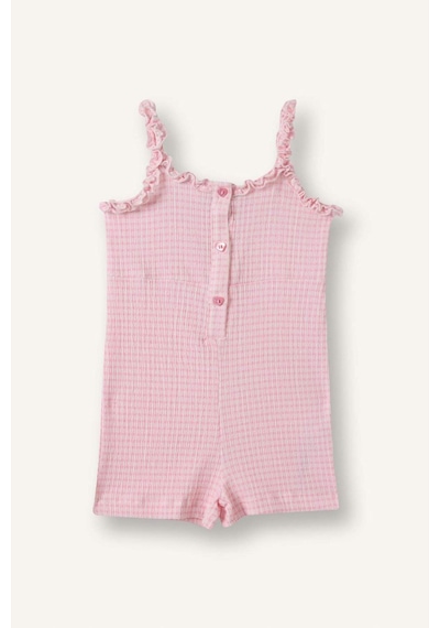 Defacto Askılı Kırışık Dokulu Kısa Tulum Kız Bebek H4273a526smpn171 Pembe-pn171