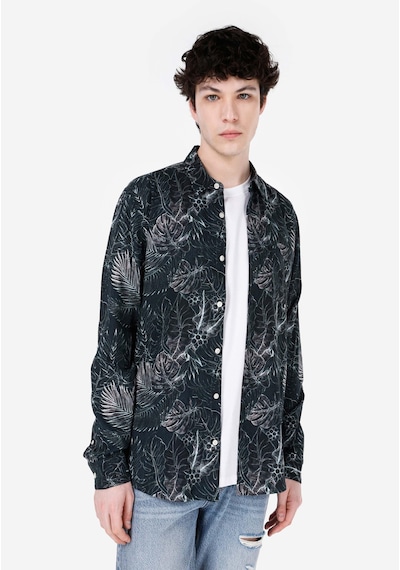 Colin's Colins Regular Fit Shirt Neck Baskılı Erkek Yeşil Uzun Kol Gömlek Cl1066940 Q1.v1 Pgr Yeşil