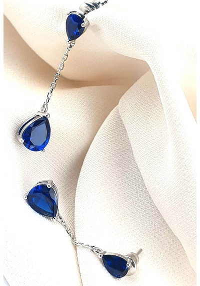 Sky Diamond Taşlı 925 Ayar Gümüş Lüks Damla Küpe N11.87925