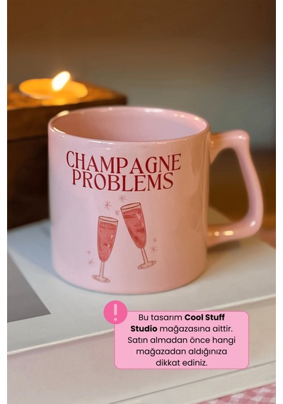 Champagne Problems Pembe Kupa Beyaz