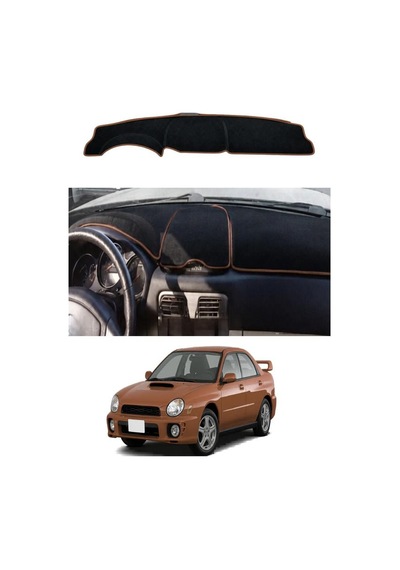 Subaru - Impreza 1992+ Uyumlu Torpido Koruma Kılıfı - Kahverengi Şeritli